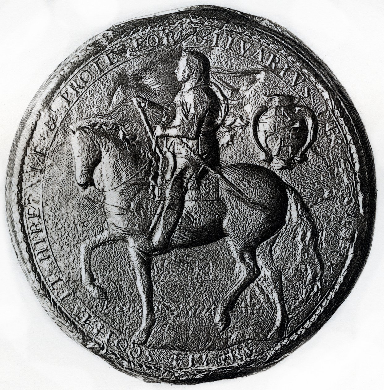 Pieczęć Protektoratu z Oliverem Cromwellem na koniu, XVII wiek, 1899 autorstwa Unbekannt