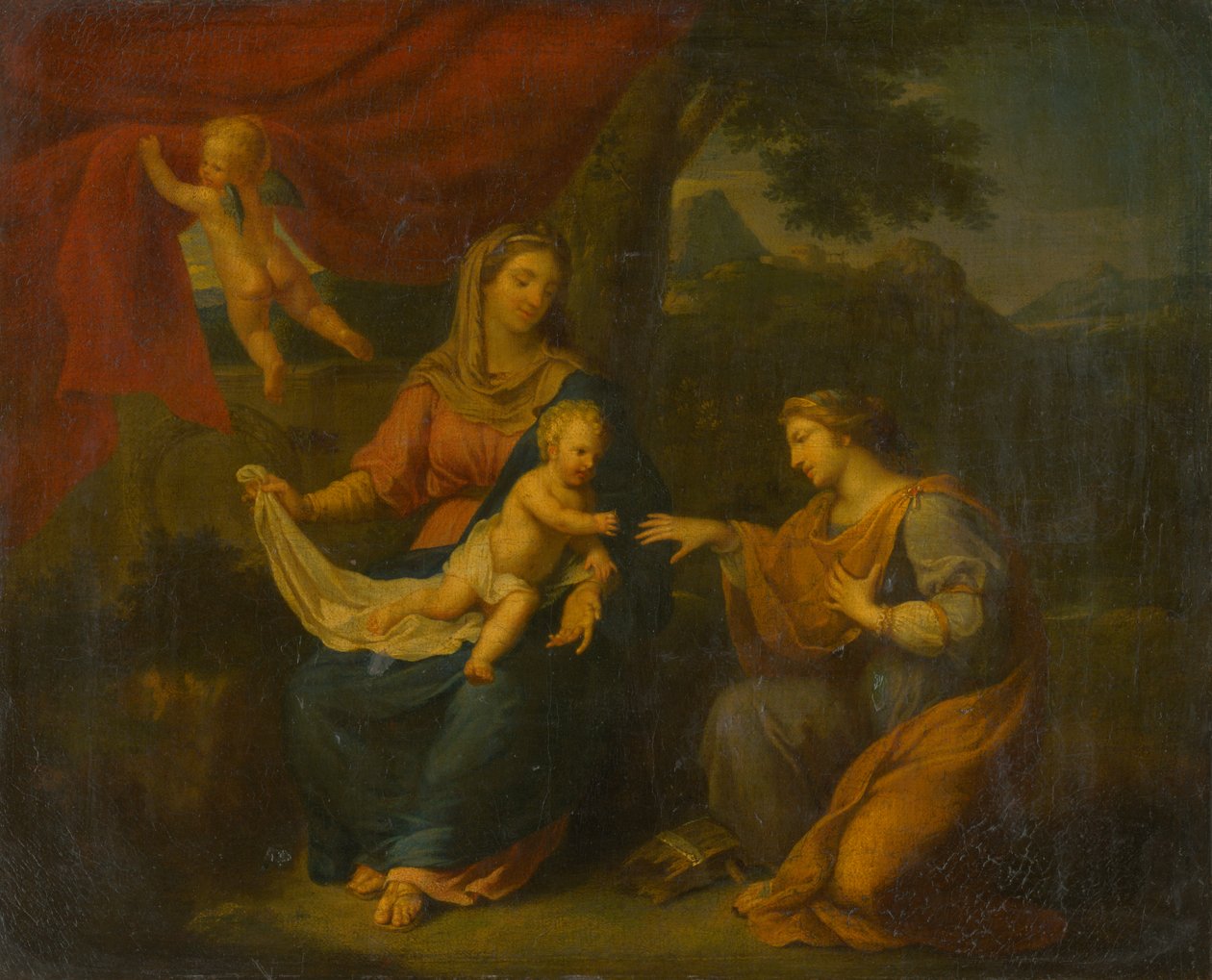 Siedząca Madonna ze św. Katarzyną autorstwa Unbekannt