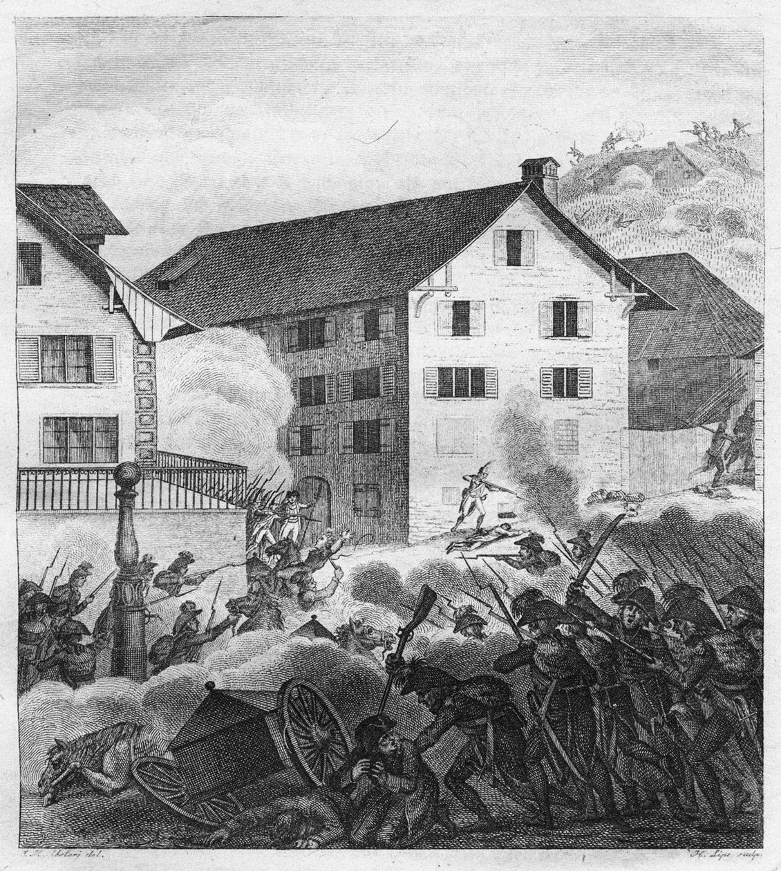 Druga bitwa pod Zurychem, scena walki w Central, 1799 autorstwa Unbekannt