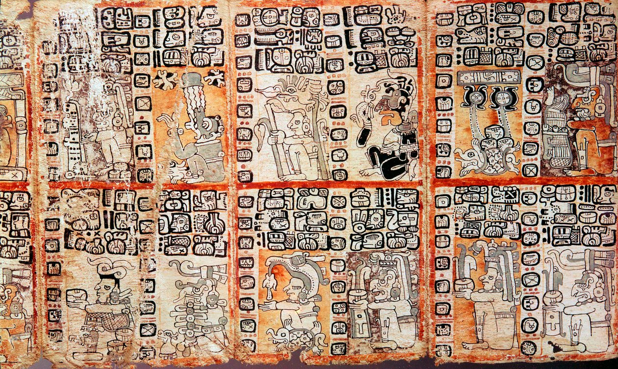 Fragment Kodeksu Troano Majów, XV wiek autorstwa Unbekannt