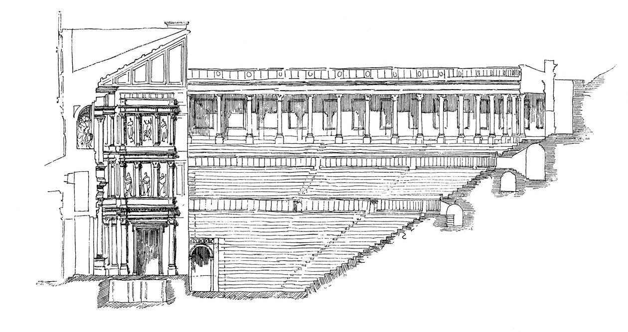Sekcja Teatru Gallo Roman w Orange, Prowansja, Francja, 1895 autorstwa Unbekannt