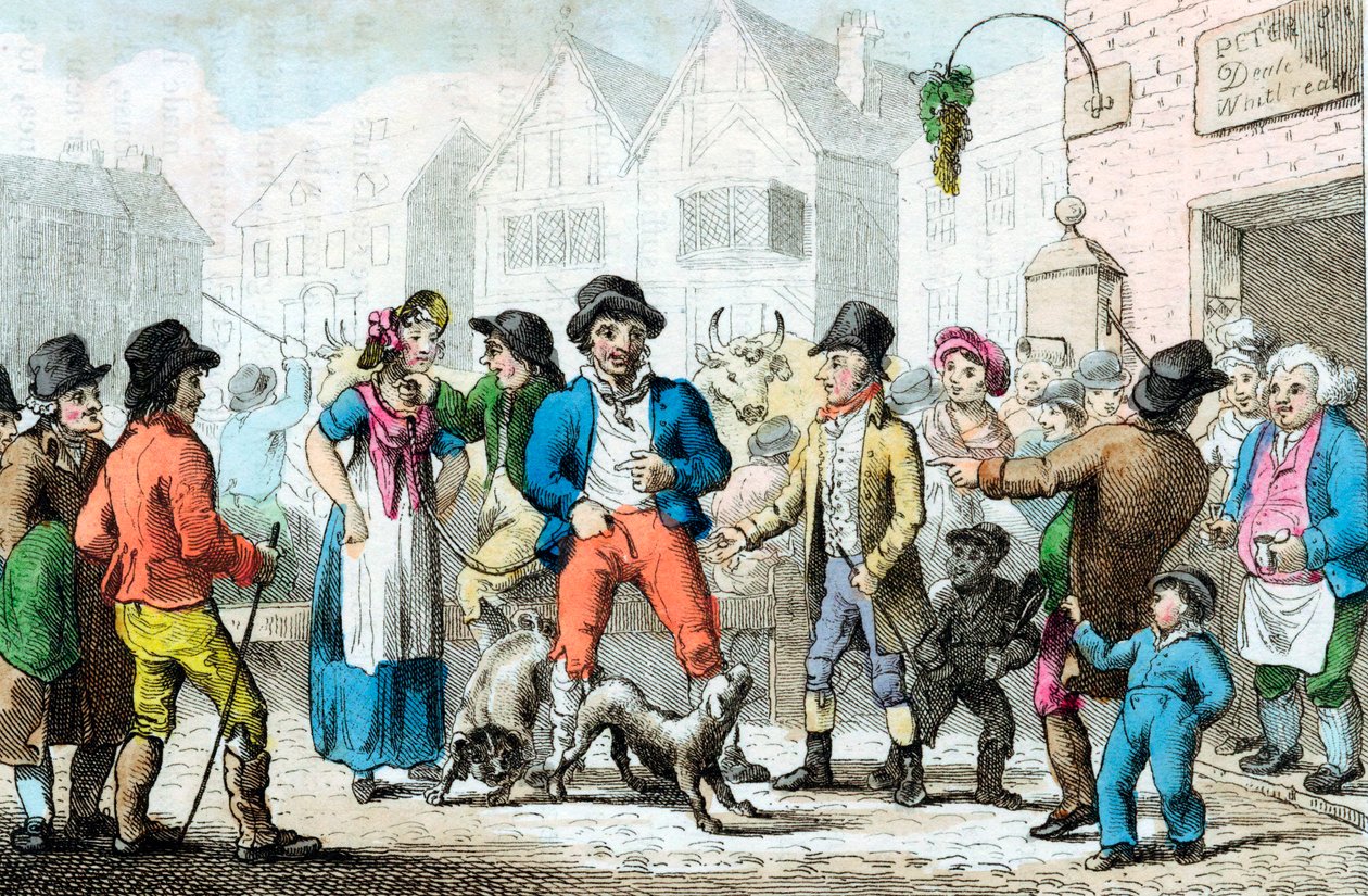 Sprzedanie żony temu, kto zaoferuje najwyższą cenę, 1816 autorstwa Unbekannt