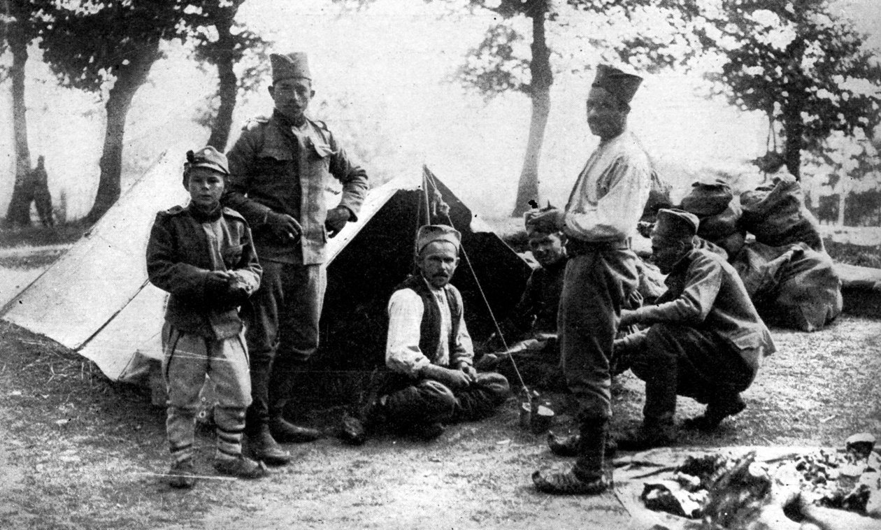 Obóz żołnierzy serbskich, I wojna światowa, 1914 autorstwa Unbekannt