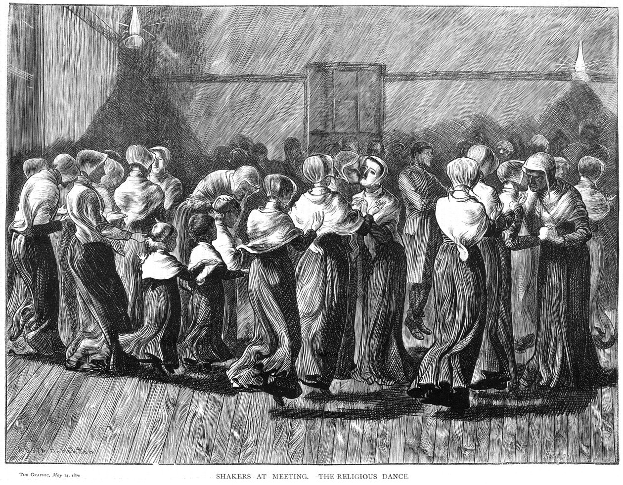 Shakery tańczące na spotkaniu, Lebanon Springs, Nowy Jork, USA, 1870 autorstwa Unbekannt