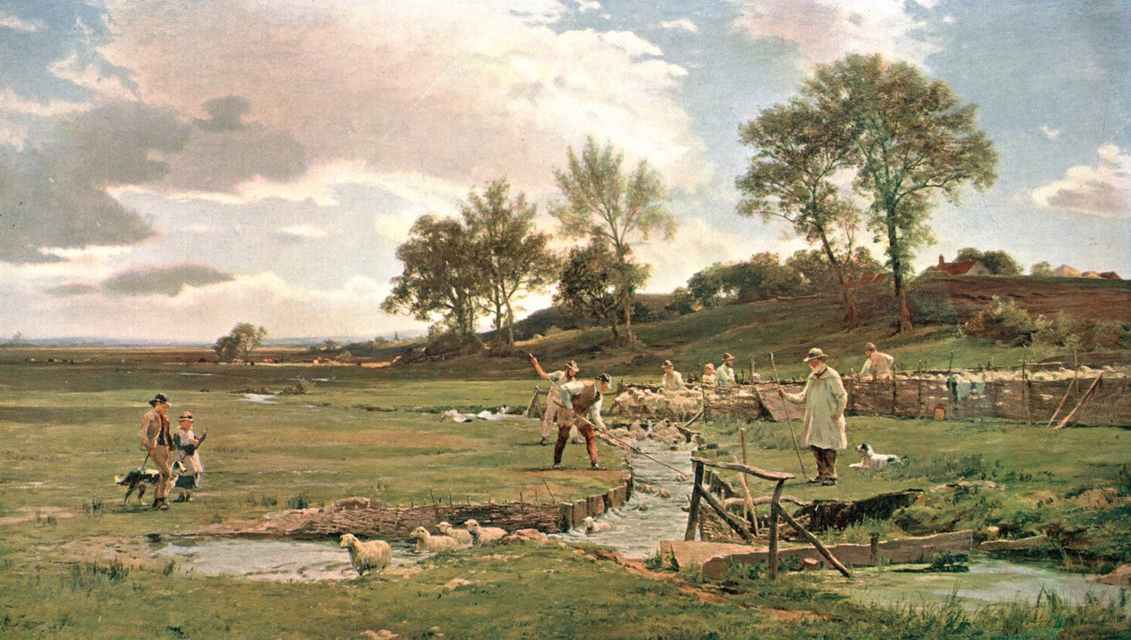 Pranie owiec w Sussex, ok. 1889, ok. 1902. autorstwa Unbekannt
