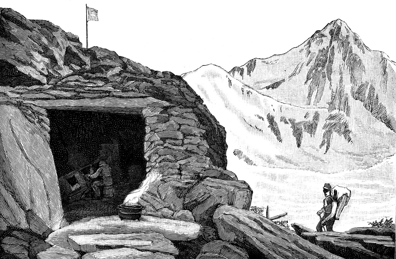 Schronisko zbudowane przez glacjologa Louisa Agassiza, lodowiec Aar, Szwajcaria, 1840 1885 autorstwa Unbekannt