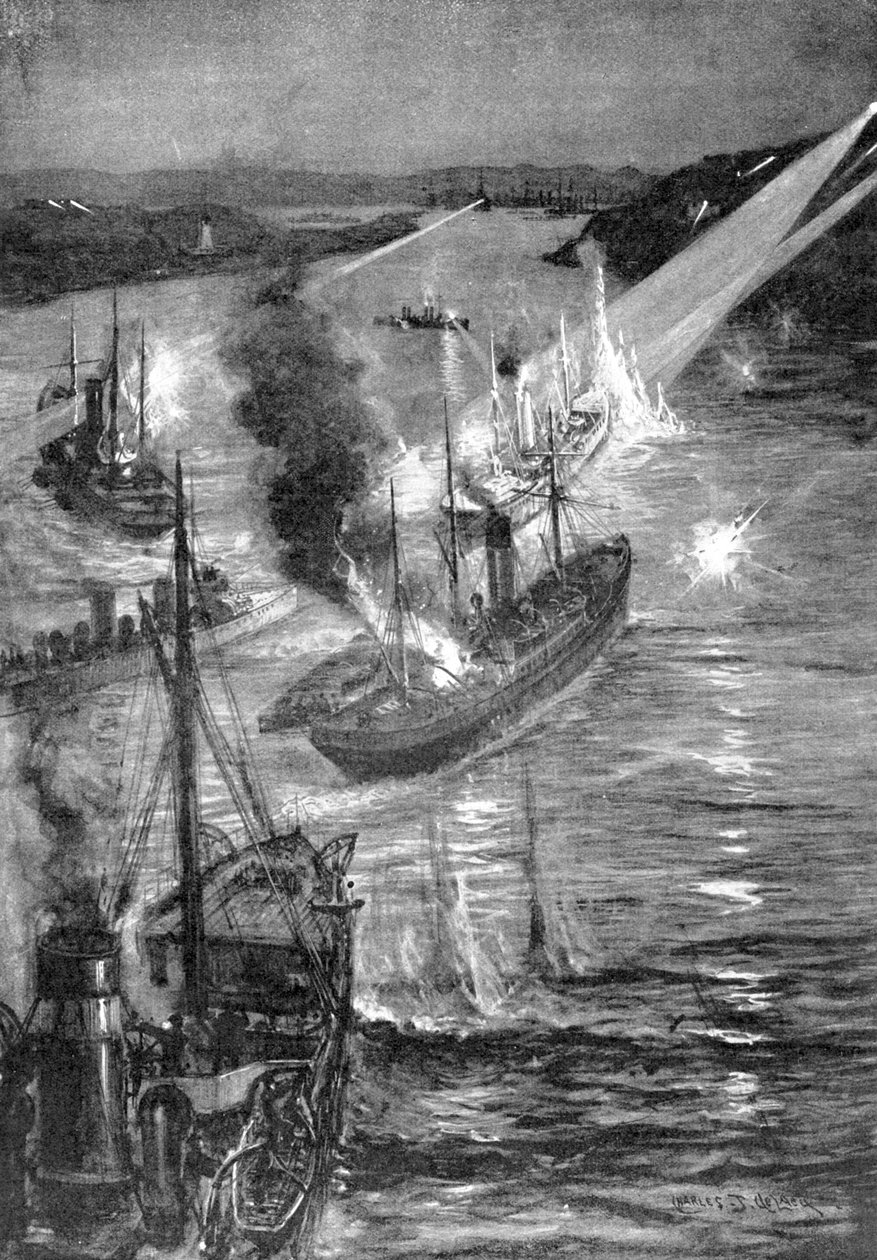 Bitwa okrętowa podczas wojny rosyjsko-japońskiej, 1904 autorstwa Unbekannt