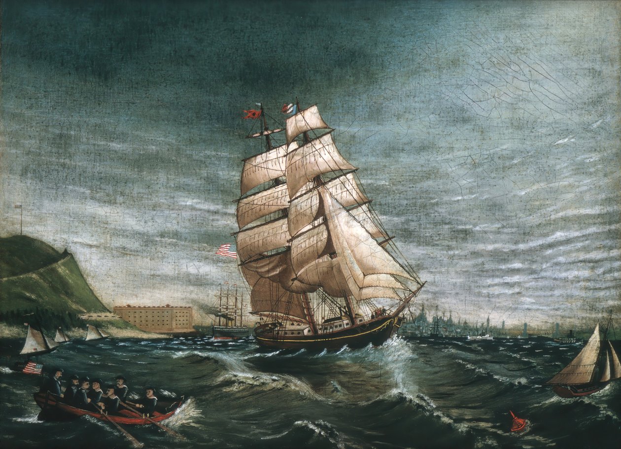 Statek w porcie w Nowym Jorku, ca. 1890. autorstwa Unbekannt