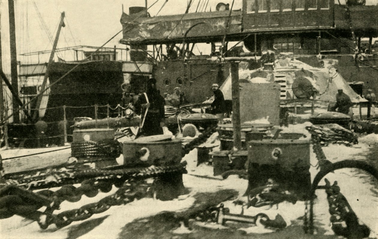 Statek dostarczający węgiel w warunkach mrozu, I wojna światowa, 1914, ok. 1920. autorstwa Unbekannt