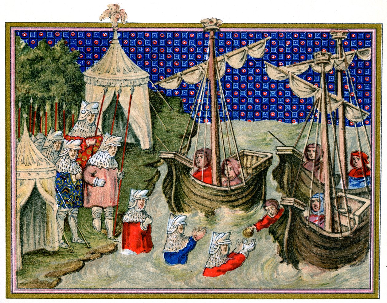 Statki przynoszące zaopatrzenie angielskiemu gospodarzowi, kampania Ryszarda II w Irlandii, 1399, 1893 autorstwa Unbekannt