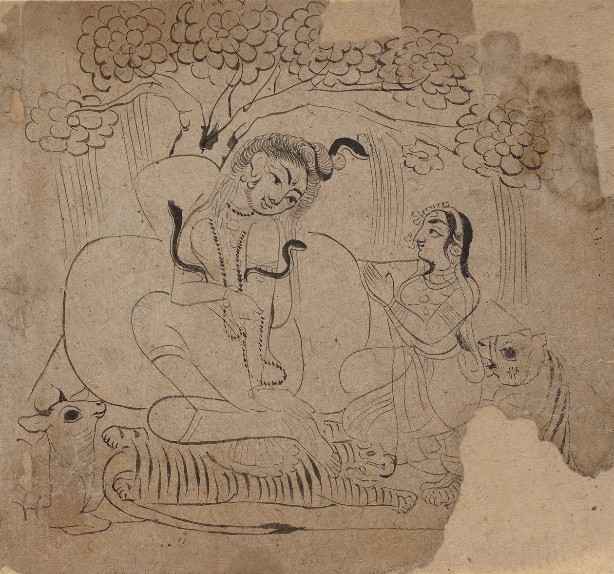 Shiva i Parvati, XIX wiek. autorstwa Unbekannt