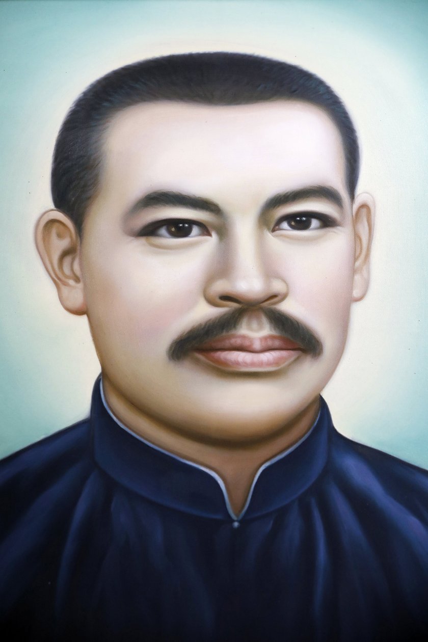 Sklep sprzedający przedmioty religijne chrześcijańskie. Ojciec Francois Xavier Truong Buu Diep. Portret. Miasto Ho Chi Minh. Wietnam autorstwa Unbekannt