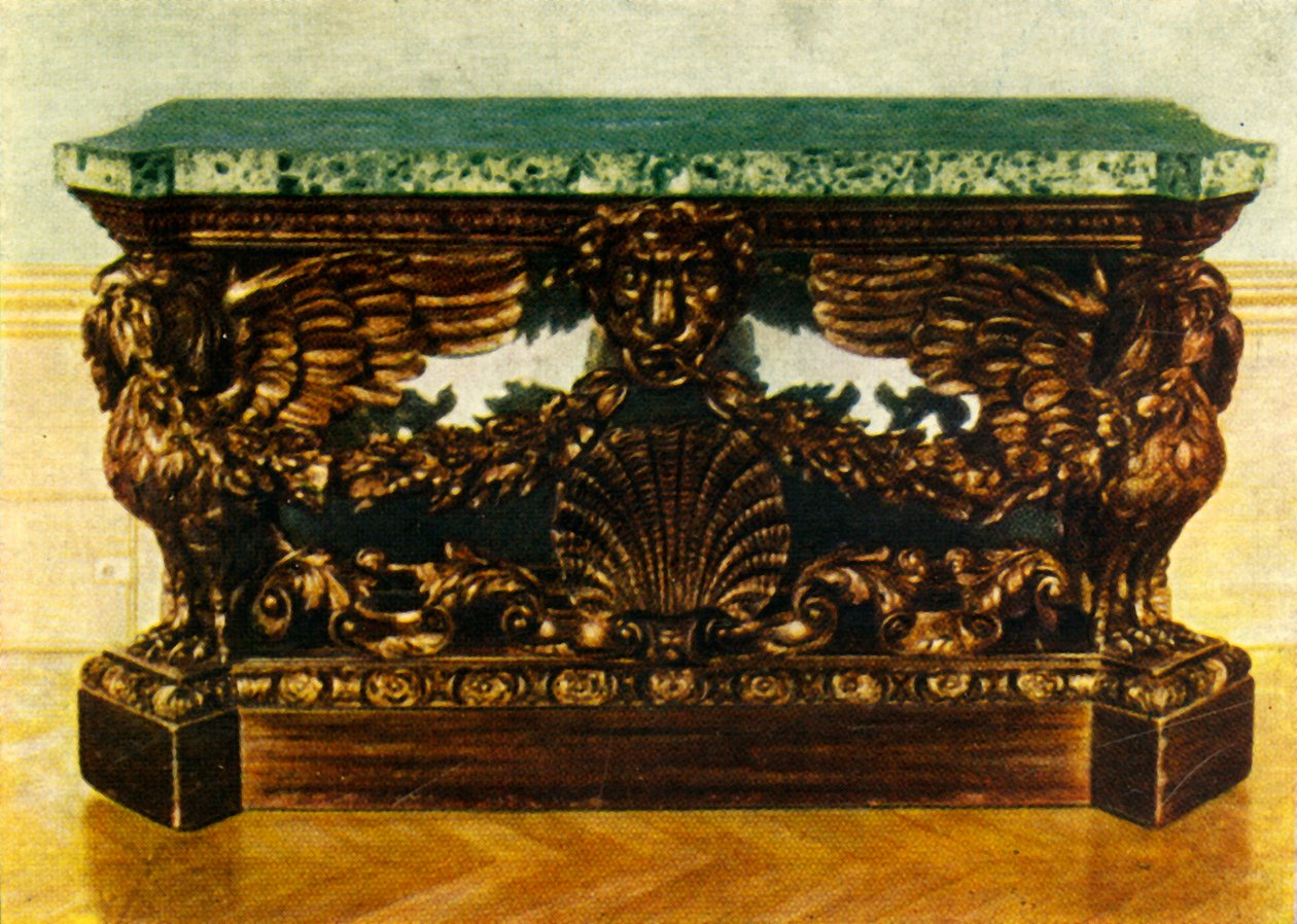 Stolik z rzeźbionego dębu około 1730, 1938. autorstwa Unbekannt