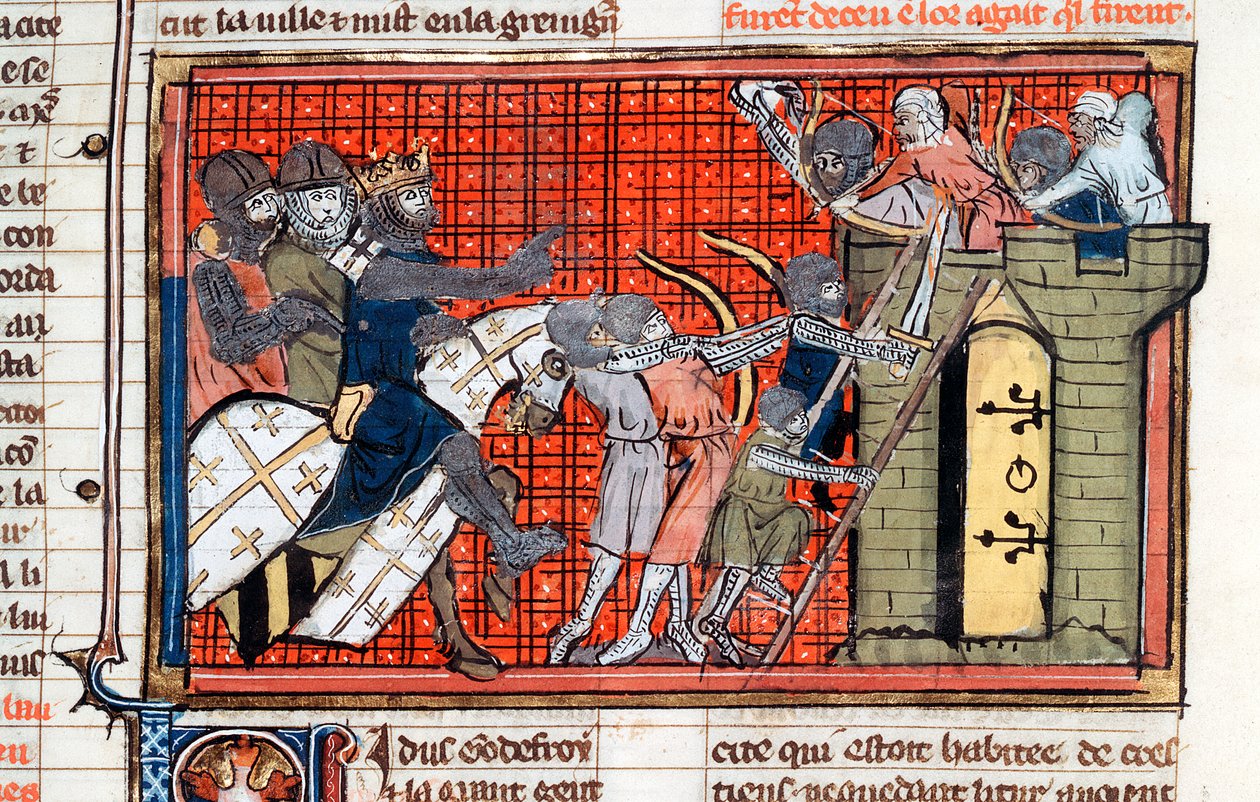 Oblężenie miasta pod wodzą Godefroya de Bouillon, ok. 1099, XIV w. autorstwa Unbekannt