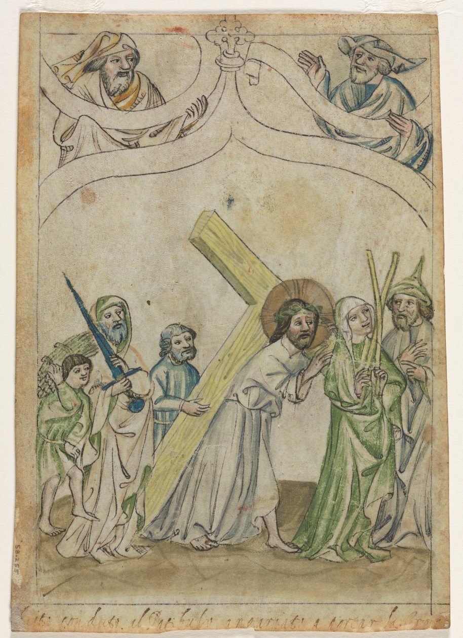 Pojedynczy liść z Biblia Pauperum: Chrystus ukoronowany cierniem, c. 1410. autorstwa Unbekannt