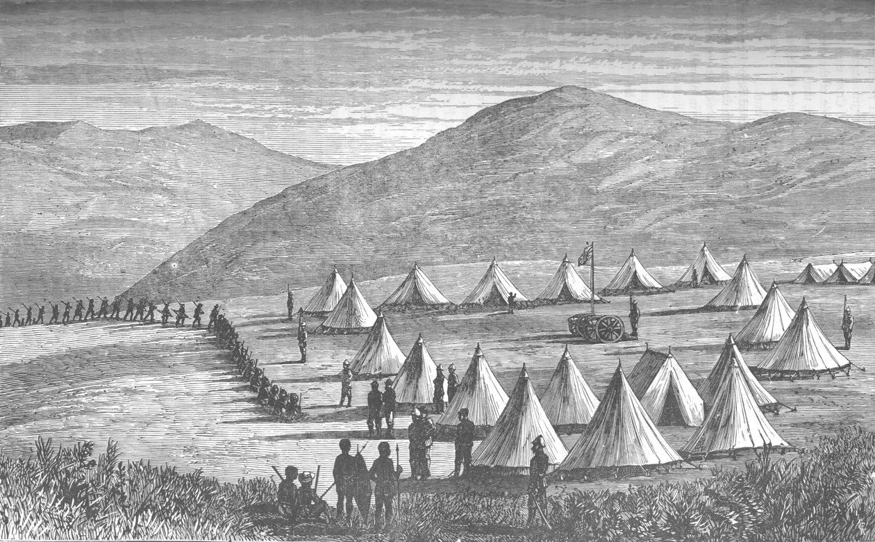 Obóz Sir Garnet Wolseleys w Ulundi: Zulus przybywający, by oddać broń, ok. 1880 r. autorstwa Unbekannt