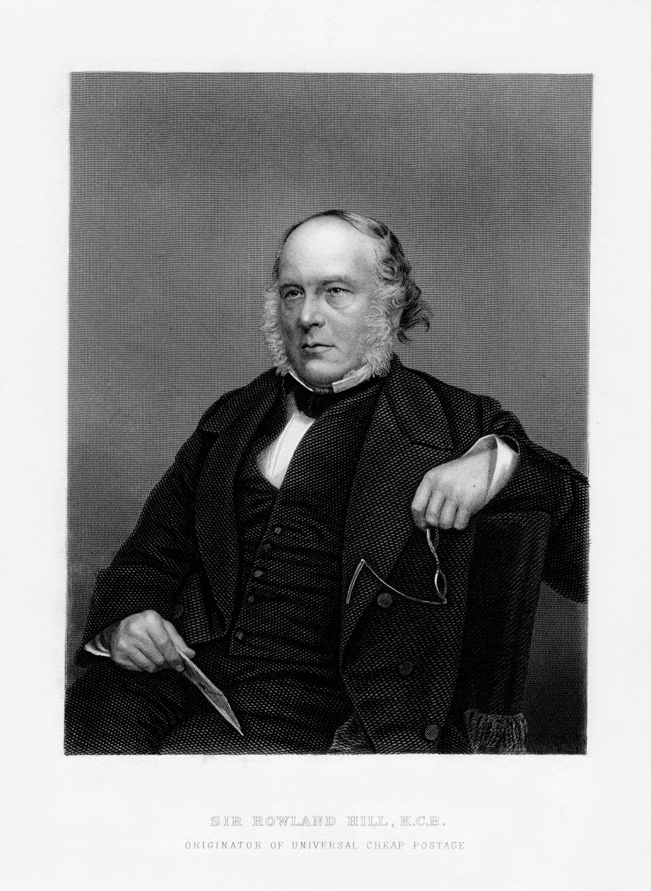 Sir Rowland Hill, brytyjski nauczyciel, autor broszur i twórca przesyłek pensowych, XIX wiek autorstwa Unbekannt