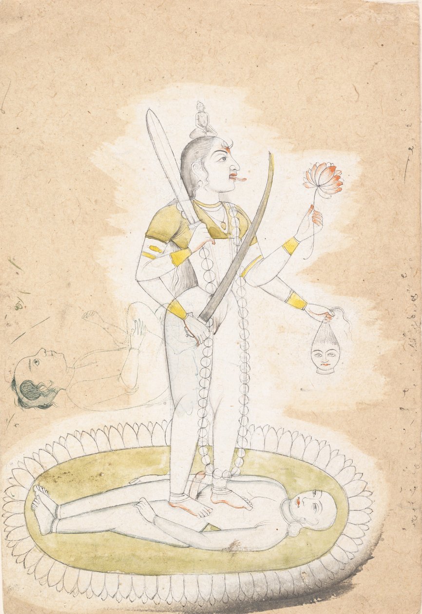 Szkic z Kali i młodym chłopcem, ca. 1800. autorstwa Unbekannt