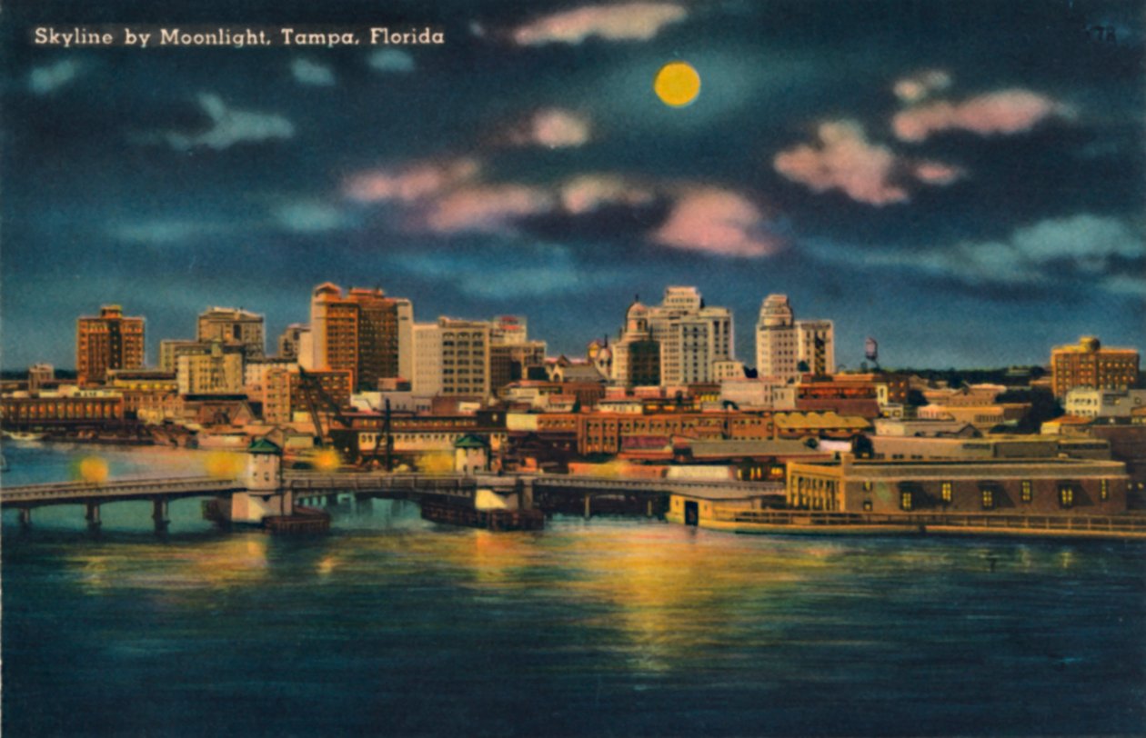 Skyline by Moonlight, Tampa, Floryda, c1940 autorstwa Unbekannt