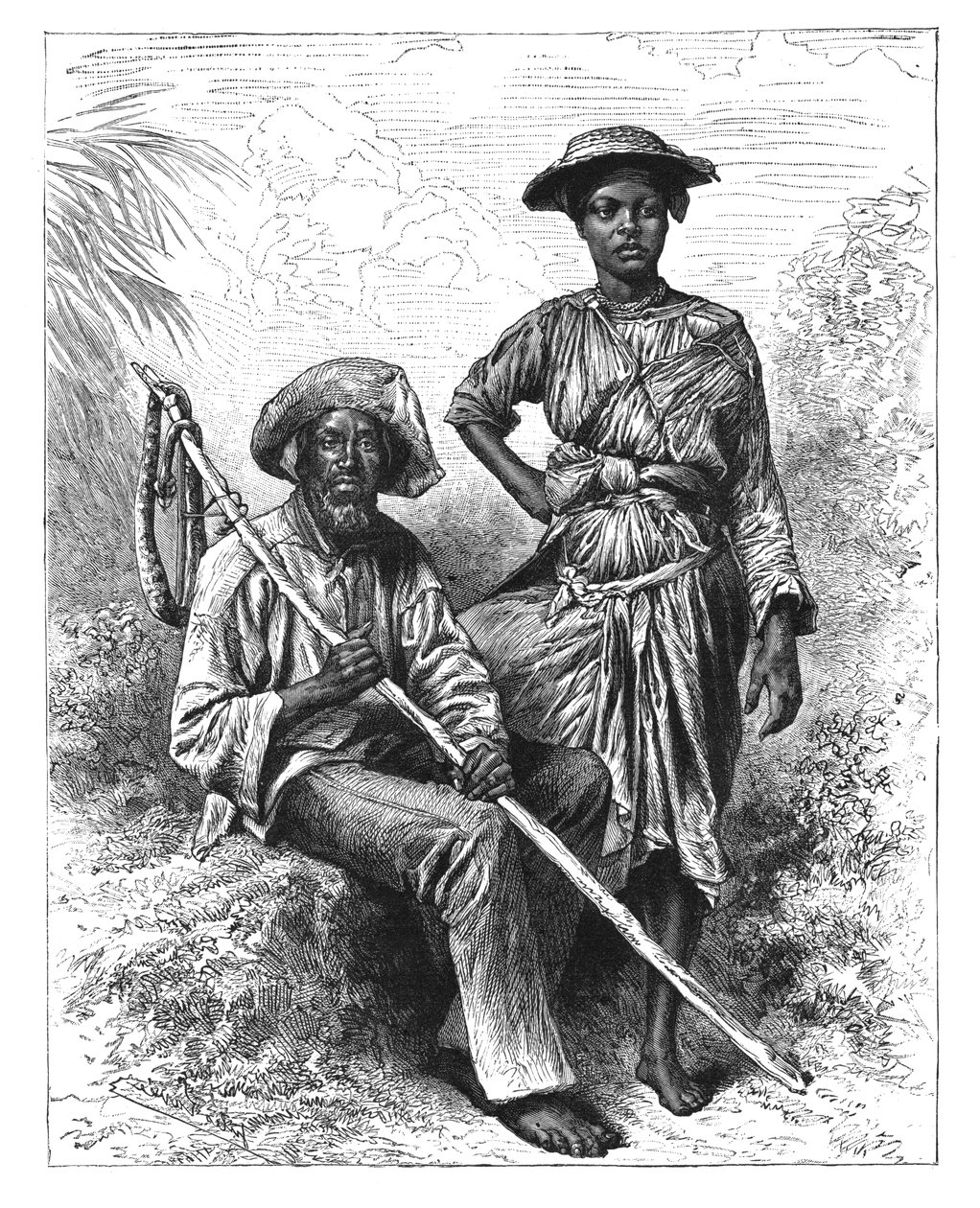 Łapacz węży i dziewczyna z węgla drzewnego, Martynika, ok. 1890 r. autorstwa Unbekannt