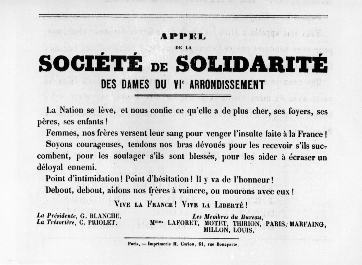 Societe de Solidarite, z francuskich plakatów politycznych Komuny Paryskiej, maj 1871 autorstwa Unbekannt