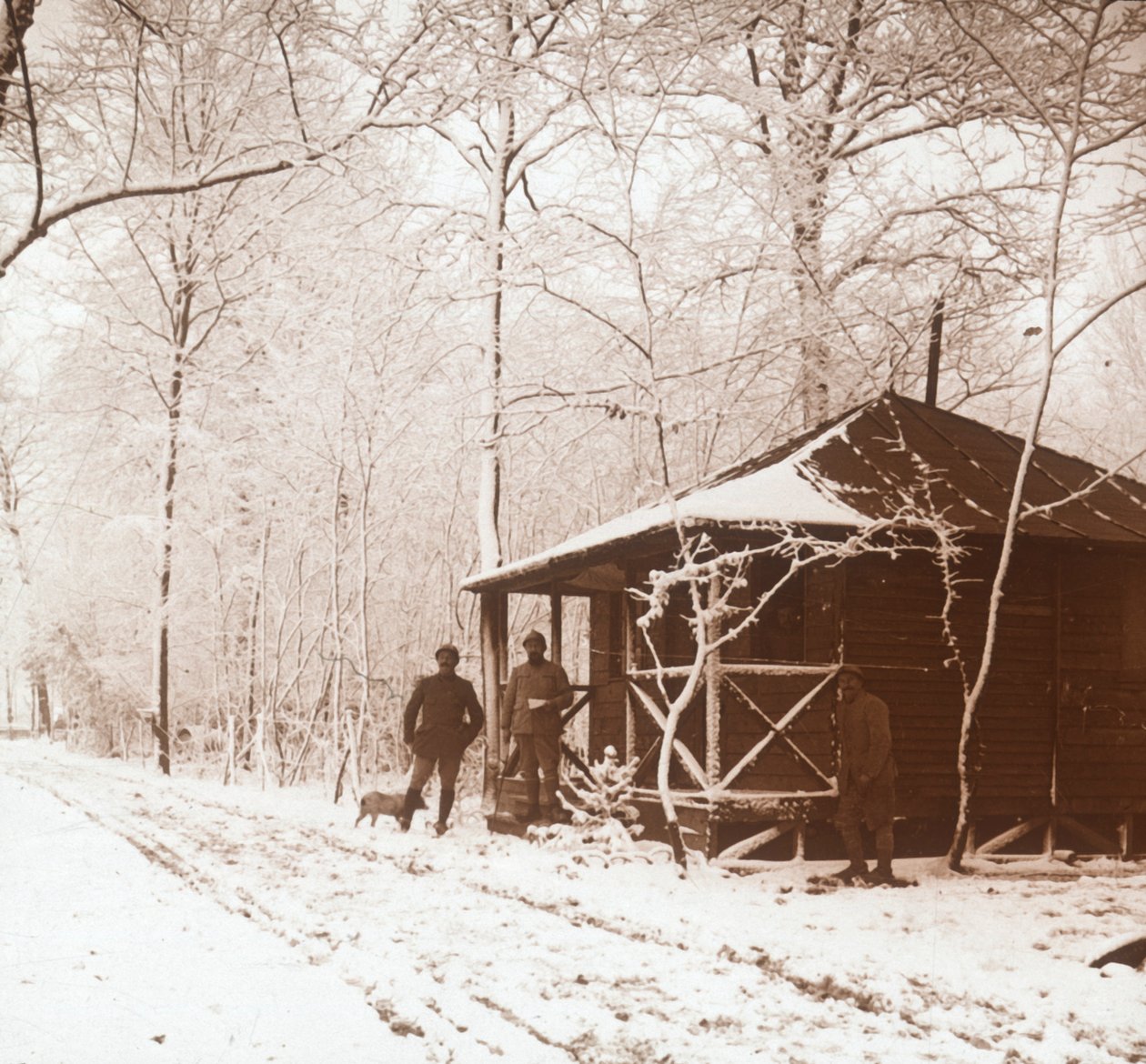 Żołnierze w śniegu, Marquenterre, północna Francja, c1914-c1918 autorstwa Unbekannt