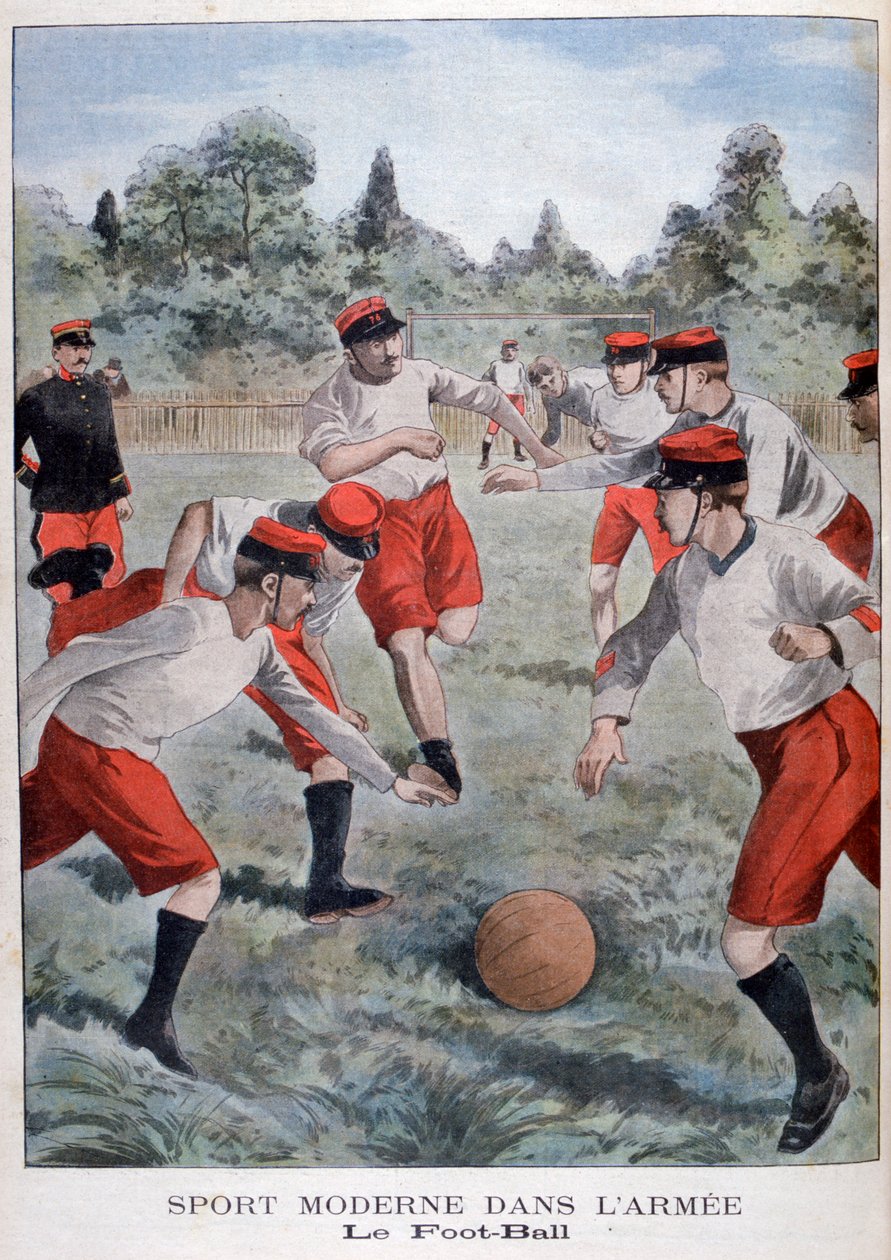 Żołnierze armii francuskiej grający w piłkę nożną, 1902 autorstwa Unbekannt