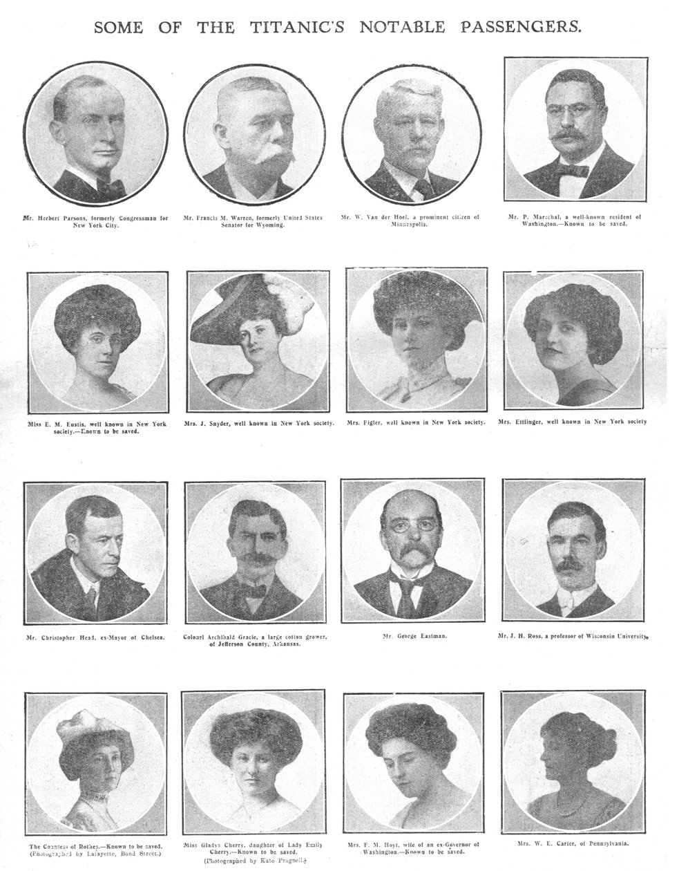 Niektórzy z Titanica Znani Pasażerowie, 20 kwietnia 1912 r. autorstwa Unbekannt