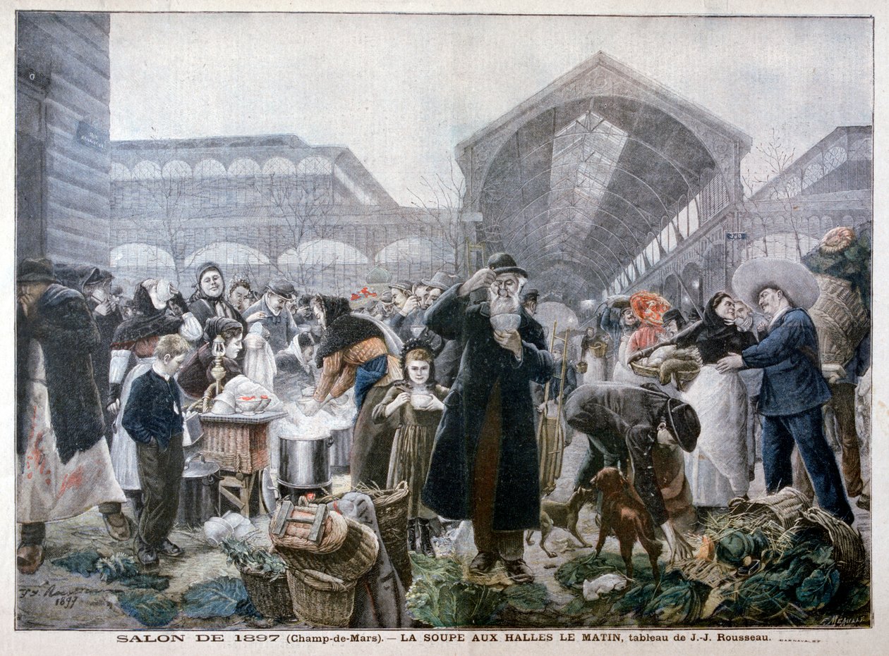 Stoisko z zupami na targu Les Halles rano, 1897 autorstwa Unbekannt