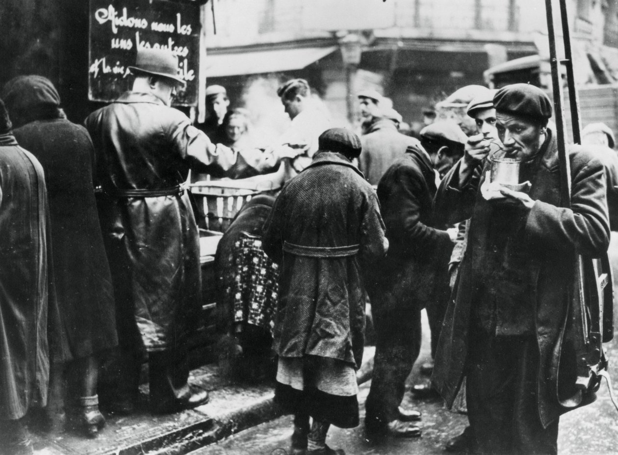 Kuchnia dla potrzebujących, les Halles, Paryż okupowany przez Niemców, luty 1941 autorstwa Unbekannt