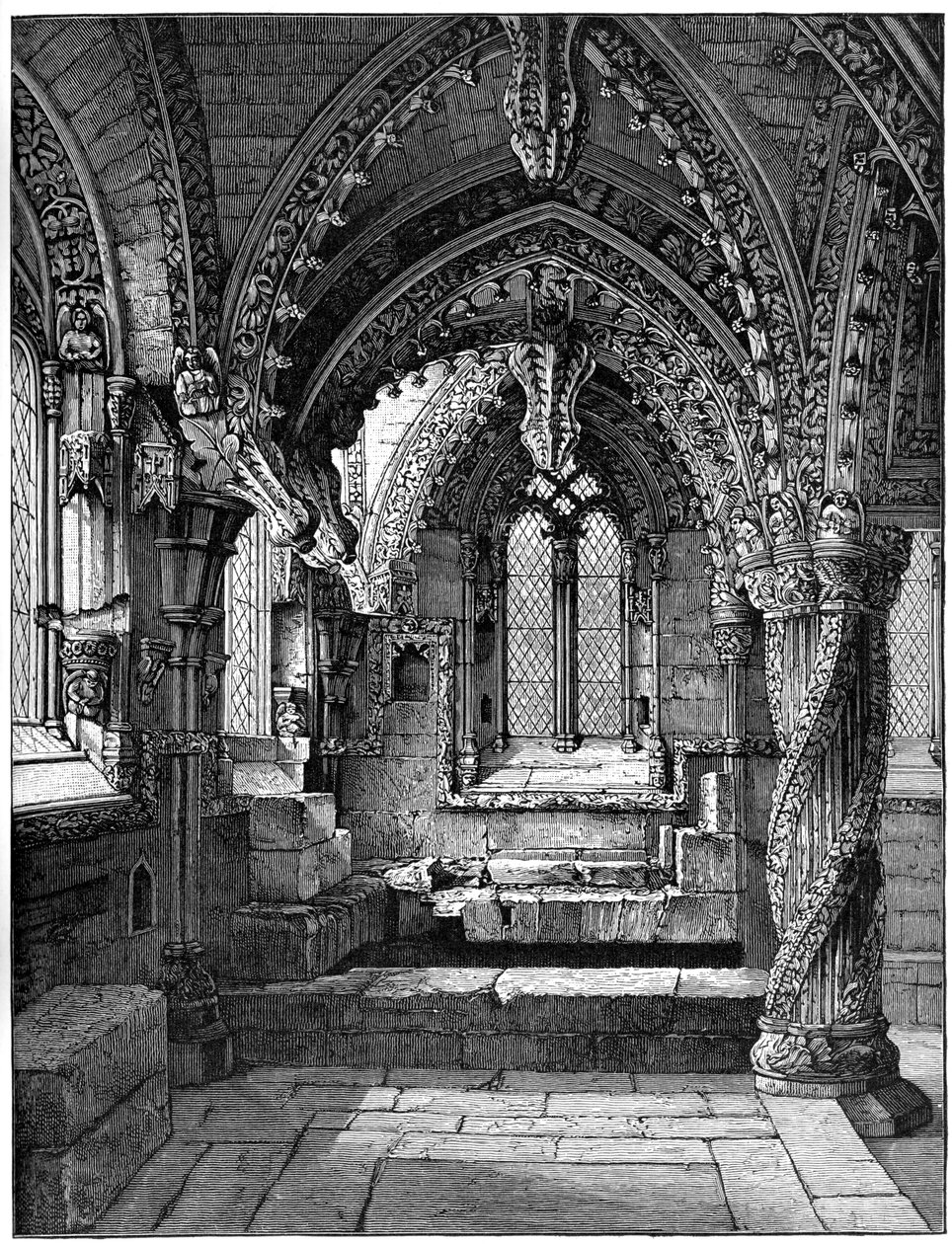 Południowo-wschodni narożnik Lady Chapel, Rosslyn Chapel, Szkocja, 1893 autorstwa Unbekannt