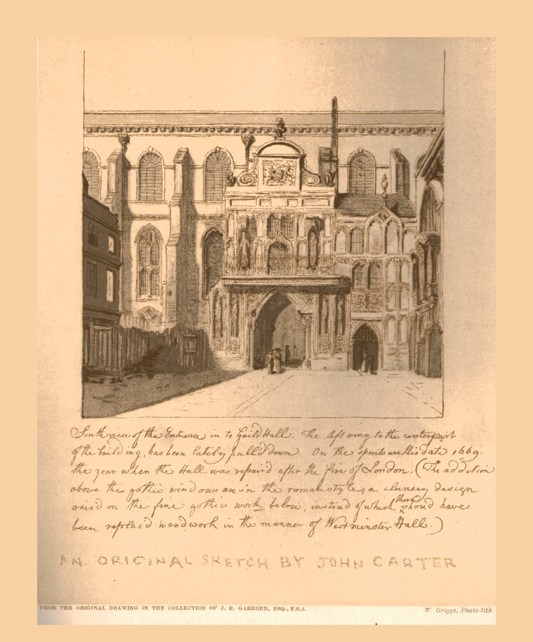 Widok południowy wejścia do Guildhall, c1669, 1886. autorstwa Unbekannt