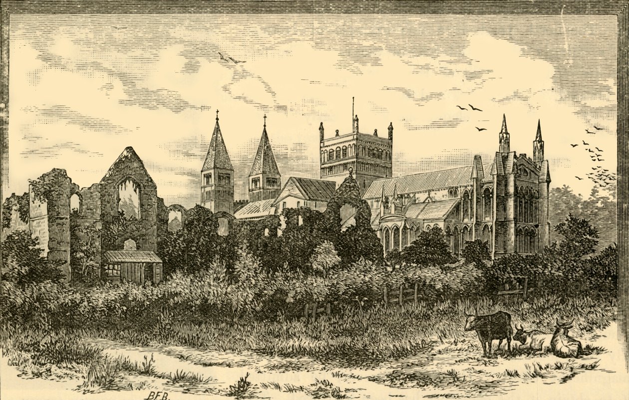 Southwell Minster i ruiny pałacu, 1898. autorstwa Unbekannt