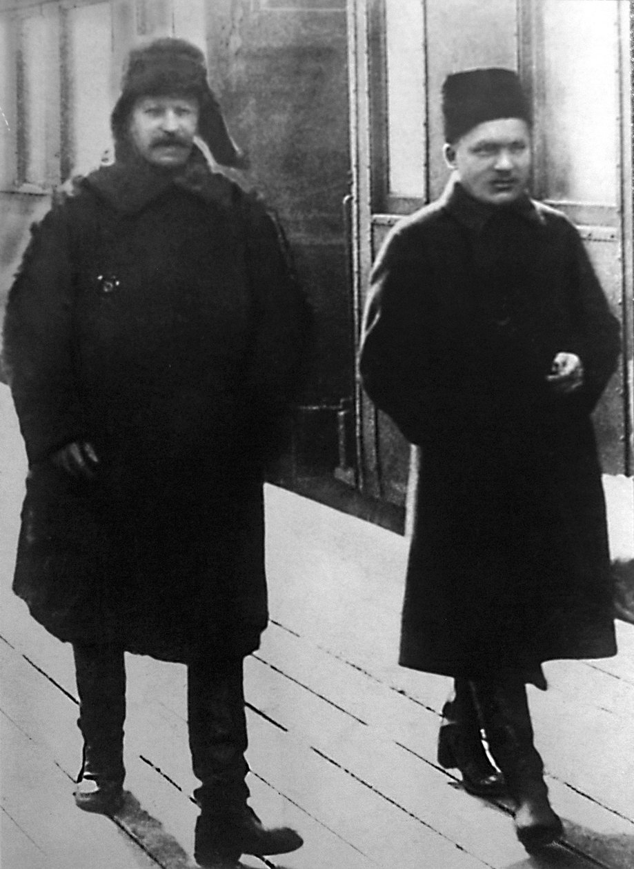 Radzieccy przywódcy Józef Stalin i Siergiej Kirow, Moskwa, ZSRR, 1928 autorstwa Unbekannt