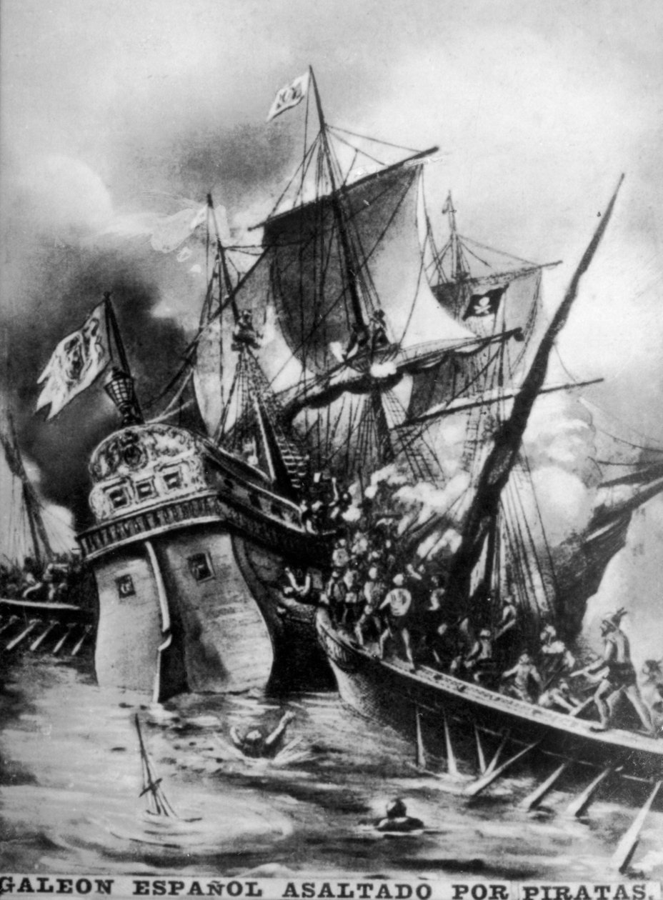 Zaatakowany hiszpański galeon, XVII wiek, lata 20. XX w autorstwa Unbekannt