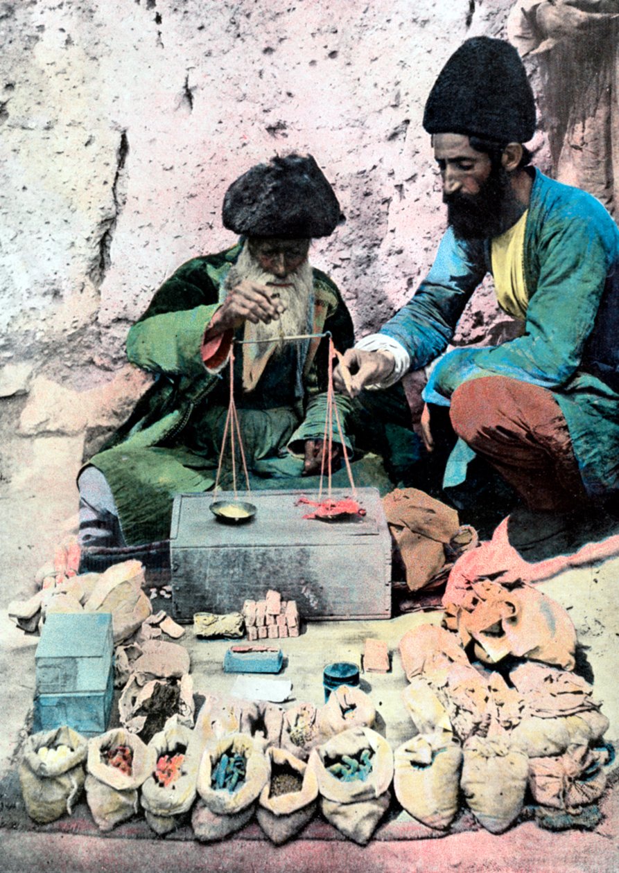 Sprzedawca przypraw, Pałac Królewski, Teheran, c1890 autorstwa Unbekannt