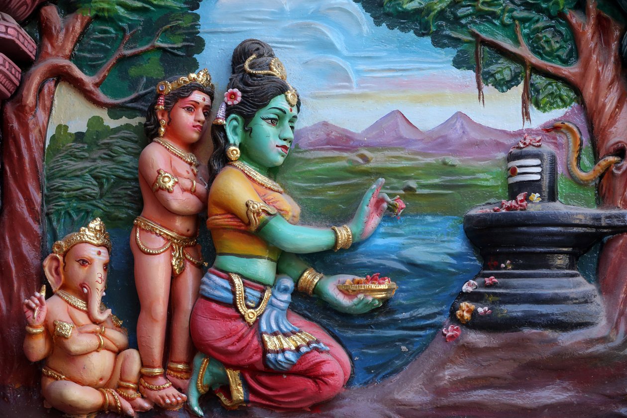 Hinduska świątynia Sri Vadapathira Kaliamman. Ganeśa, znany również jako Ganapati i Winajaka, jest jednym z najbardziej czczonych bóstw panteonu hinduskiego. Singapur autorstwa Unbekannt