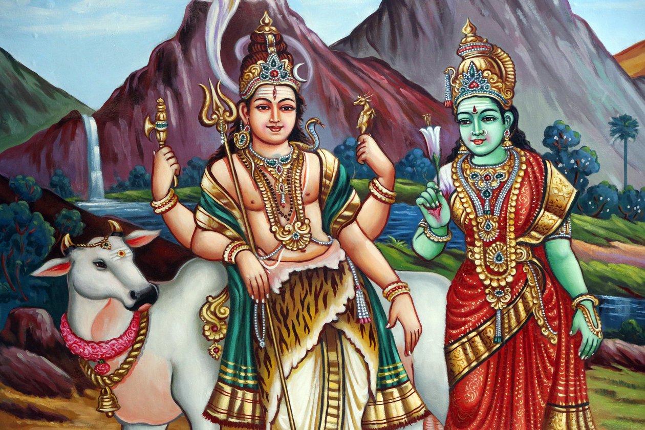 Hinduska świątynia Sri Vadampathira Kaliamman. Śiwa i Parwati. Singapur autorstwa Unbekannt
