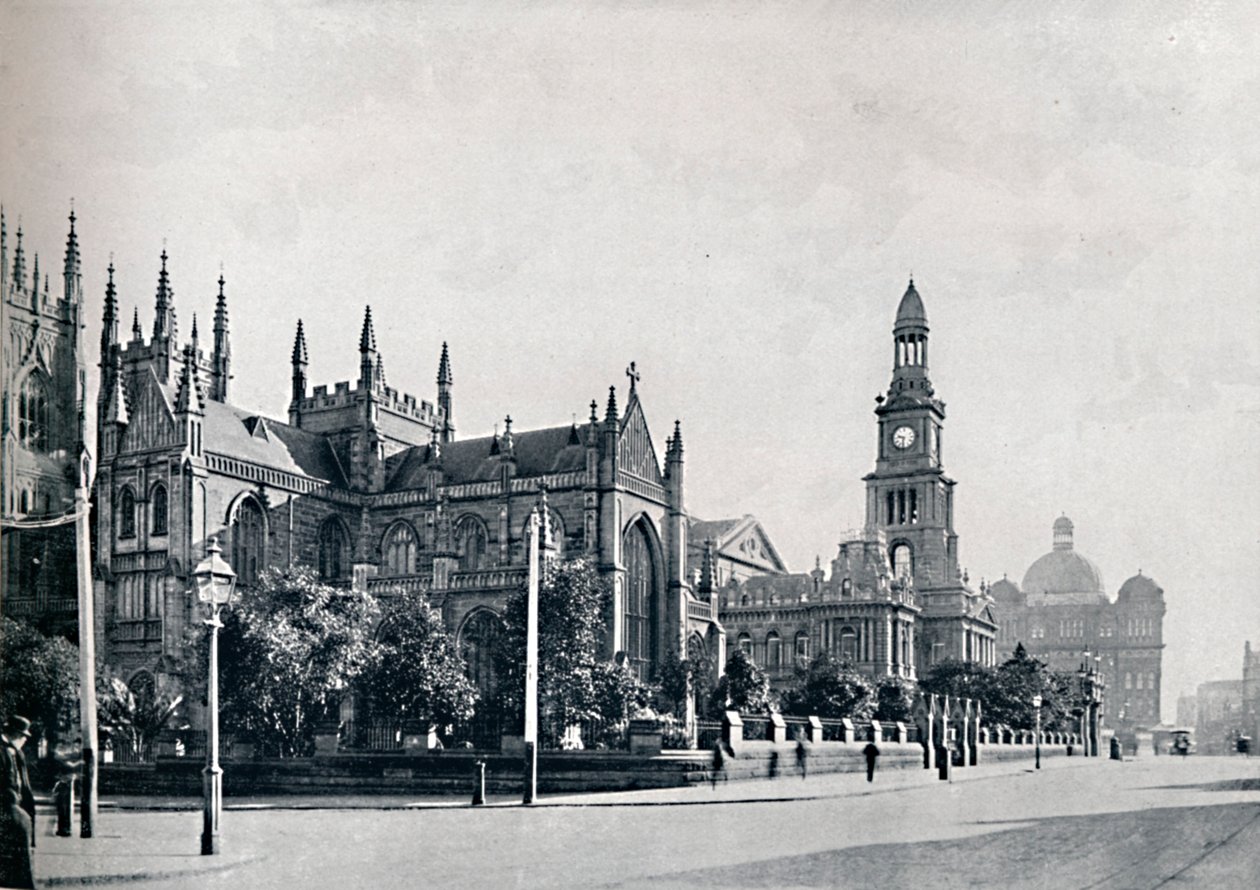 Katedra św. Andrzeja, ratusz w Sydney i budynki targowe, ok. 1900 r. autorstwa Unbekannt