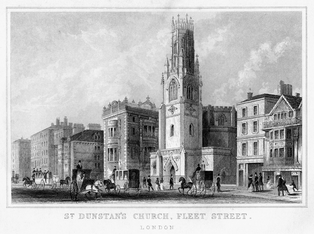 St Dunstans Church, Fleet Street, City of London, XIX wiek autorstwa Unbekannt