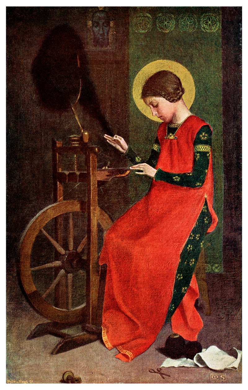Św Elżbieta Węgierska Przędzenie Wełny dla Ubogich, 1901 autorstwa Unbekannt