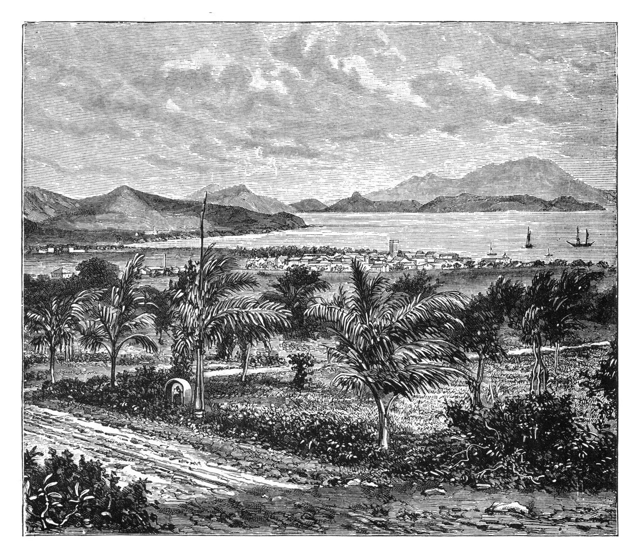 St Kitts, widok z Nevis, ok. 1890 r. autorstwa Unbekannt