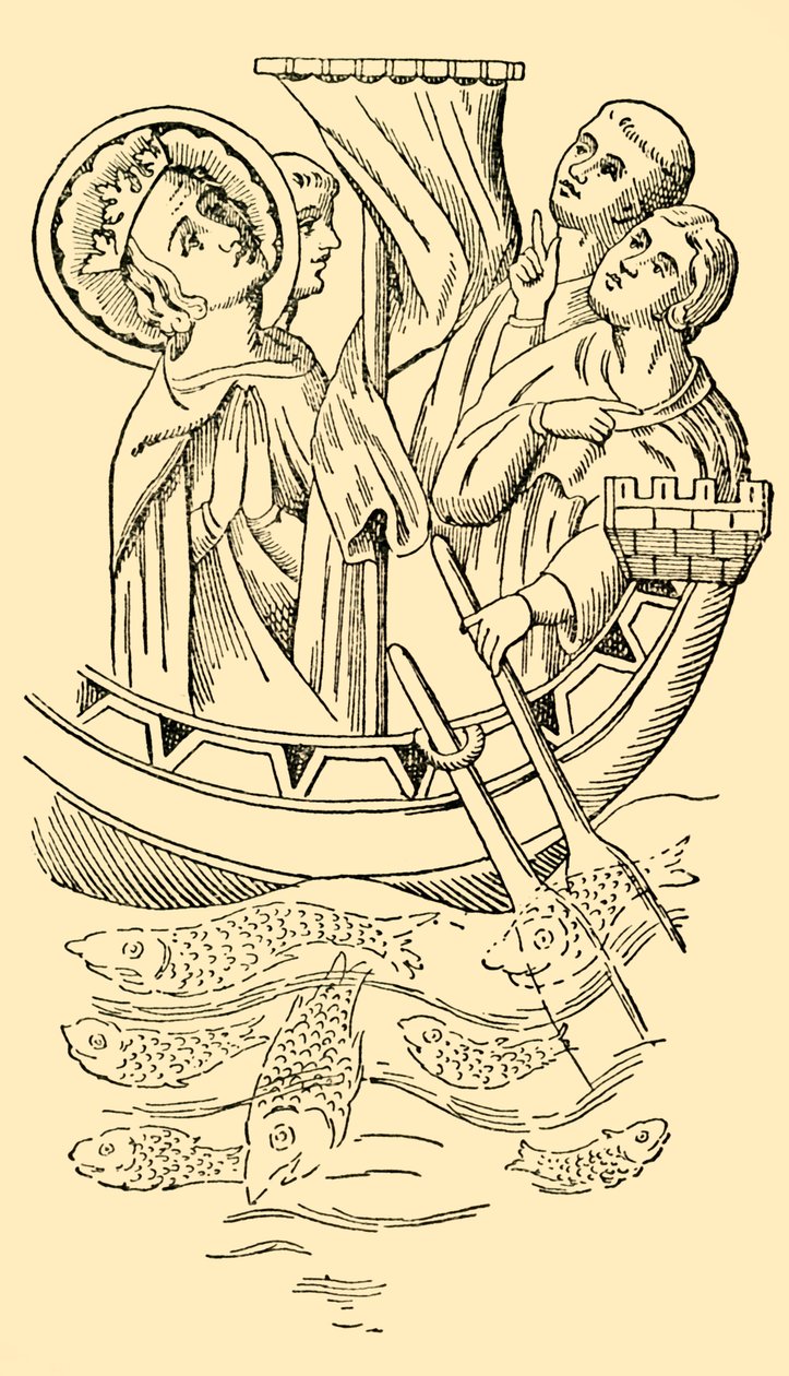 Św. Ludwik, król Francji, przeprawia się przez morze do Ziemi Świętej, XIII w., ok. 1930. autorstwa Unbekannt