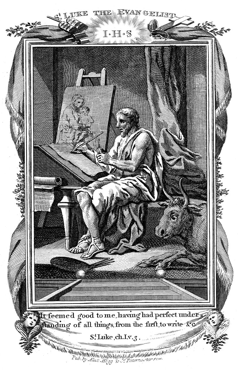 Św. Łukasz Ewangelista piszący swoją Ewangelię, ok. 1808 r. autorstwa Unbekannt