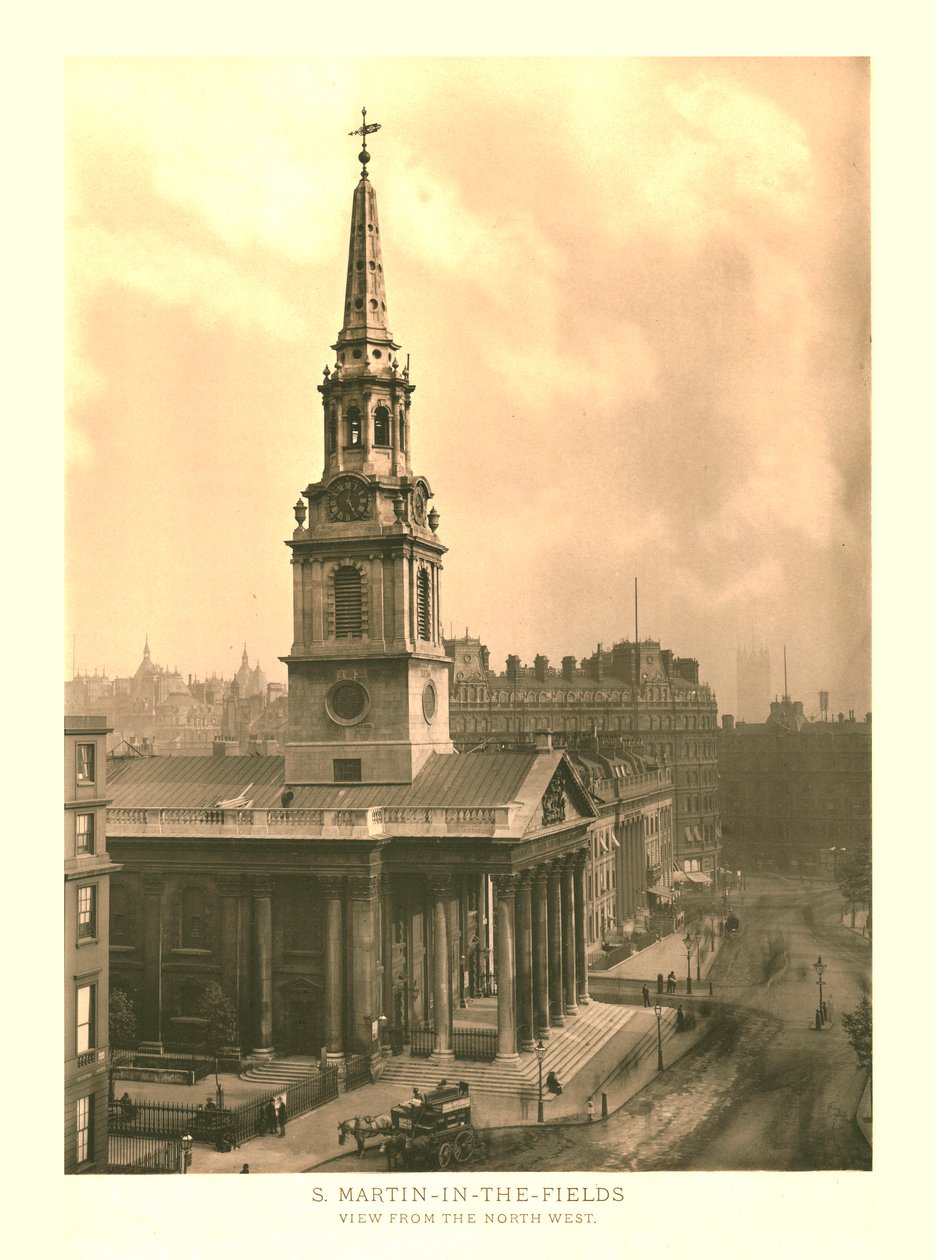 St Martin-in-the-Fields, Widok z północnego zachodu, połowa końca XIX wieku. autorstwa Unbekannt