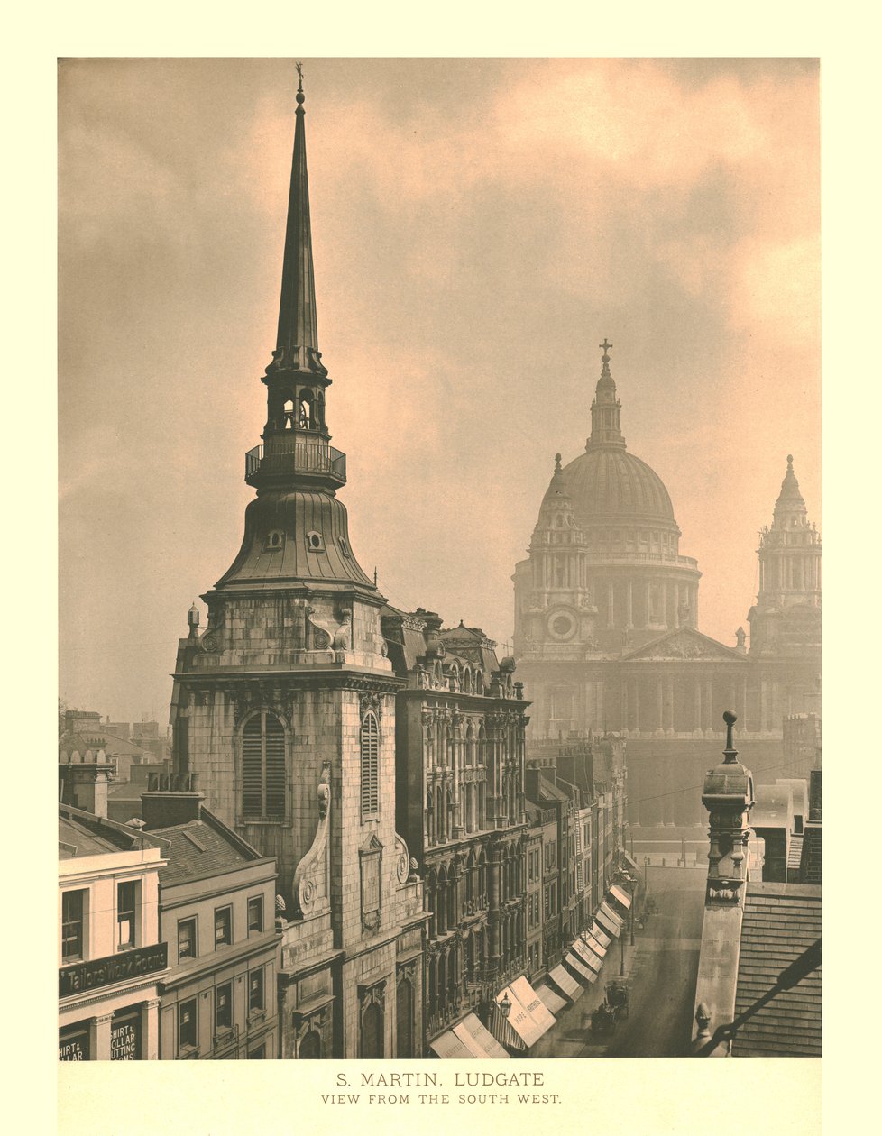 St Martin, Ludgate, Widok od południowego zachodu, połowa końca XIX wieku. autorstwa Unbekannt