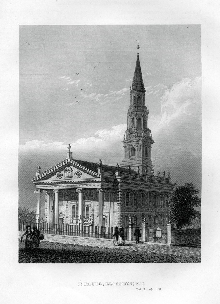Kaplica św. Pawła, Broadway, Nowy Jork, 1855 autorstwa Unbekannt
