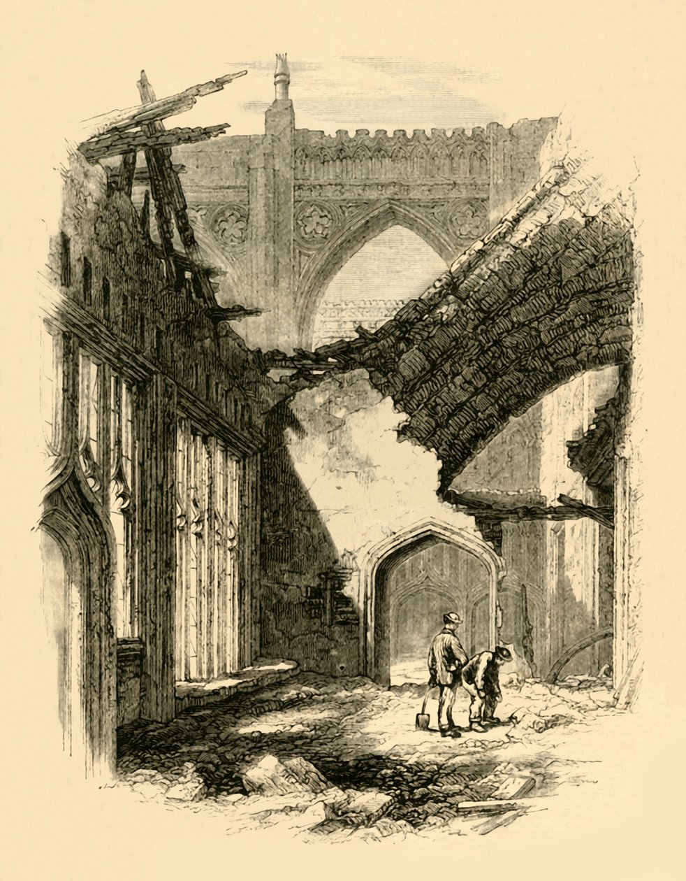 Kaplica św. - Wnętrze po pożarze, 1881 r. autorstwa Unbekannt