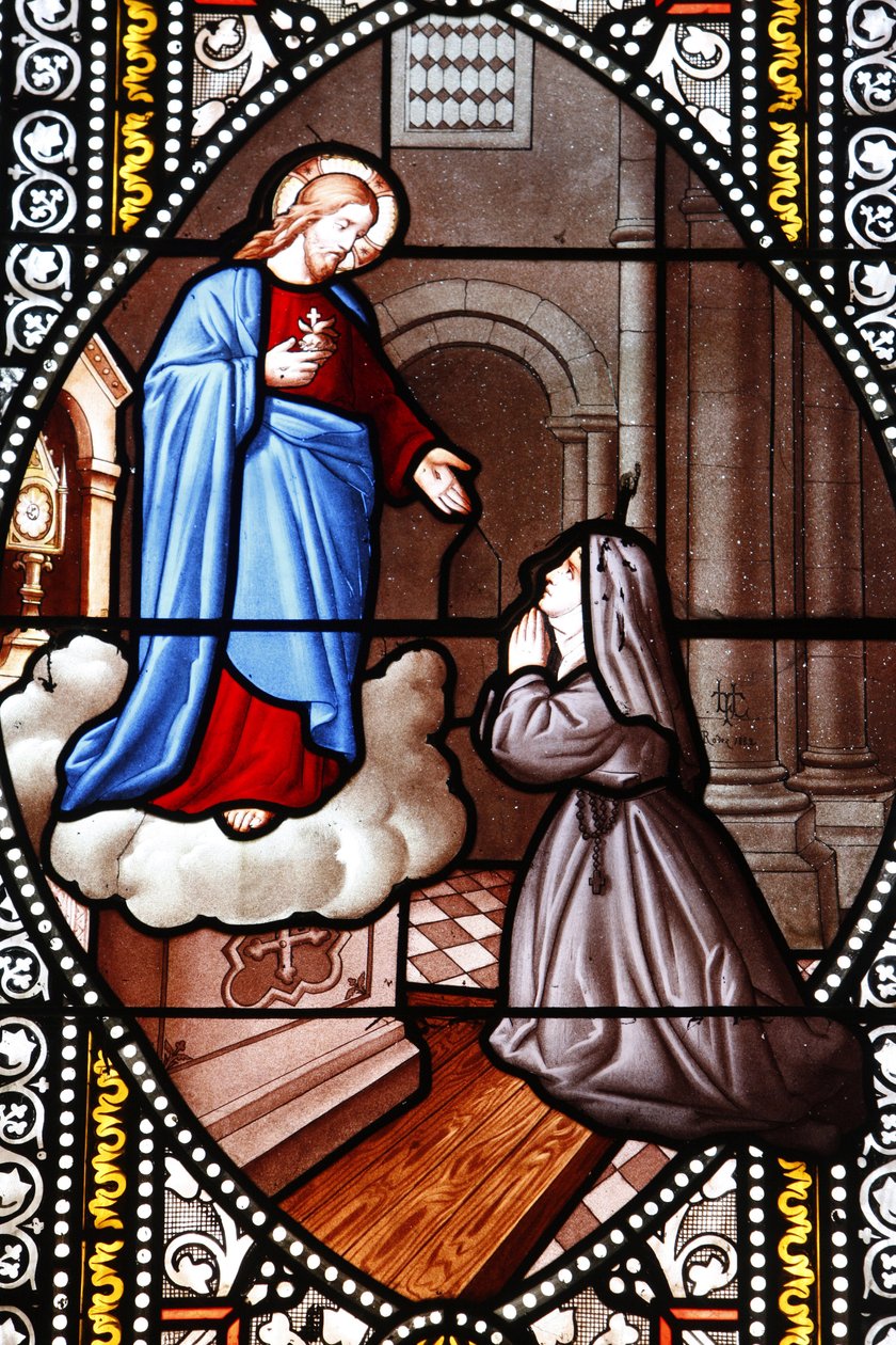 Witraż przedstawiający Sainte Marguerite-Marie Alacoque, La Cavalerie, Francja autorstwa Unbekannt