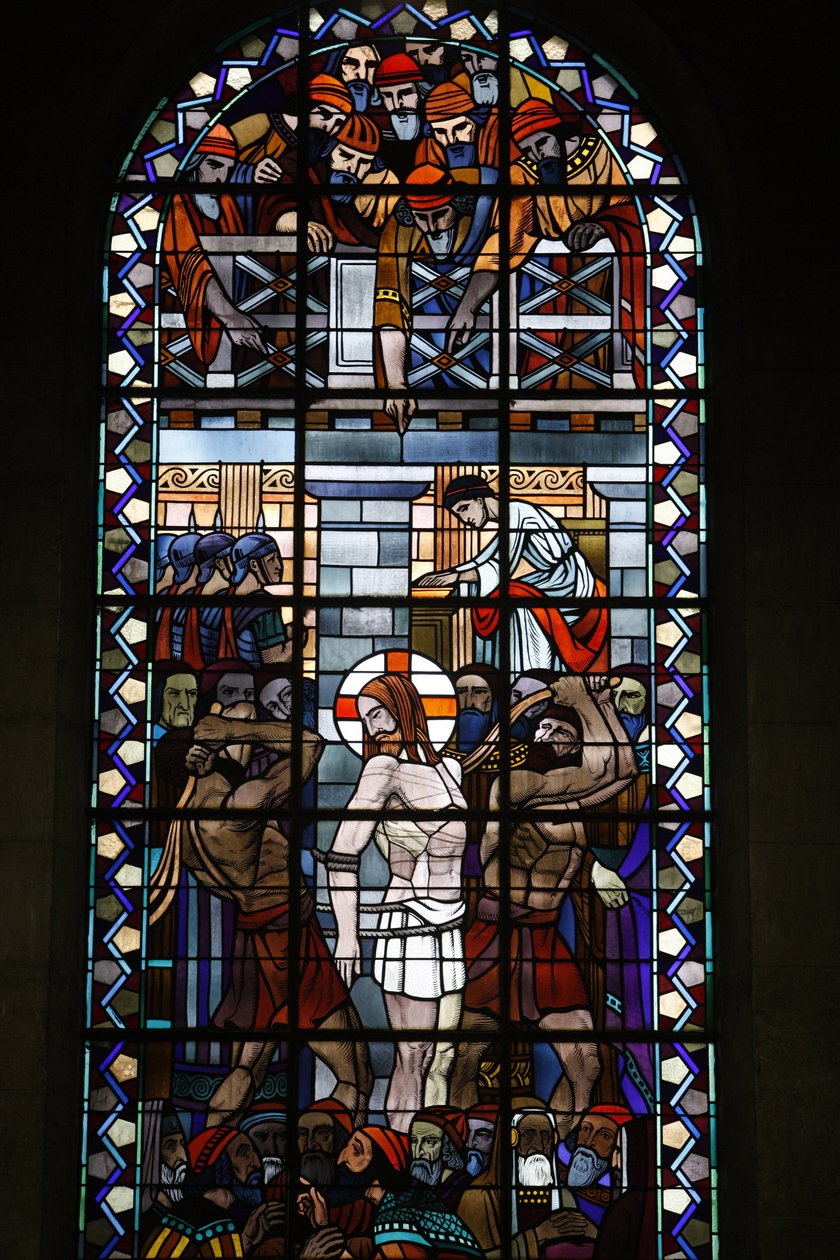 Witraże w kościele katolickim Notre Dame du Rosaire: Pasja Chrystusa, Saint-Ouen, Francja autorstwa Unbekannt
